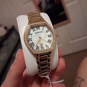 Armitron Gold Watch with White Mop Dial